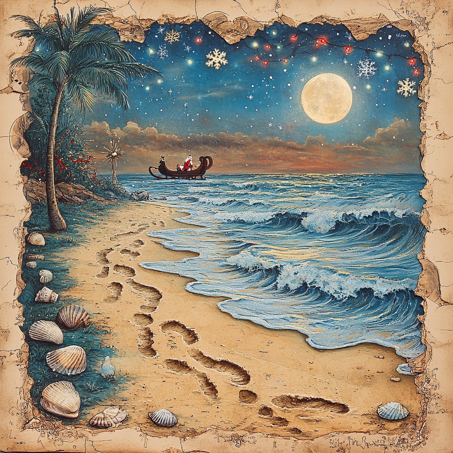 Santa on the Beach Scrapbook paper