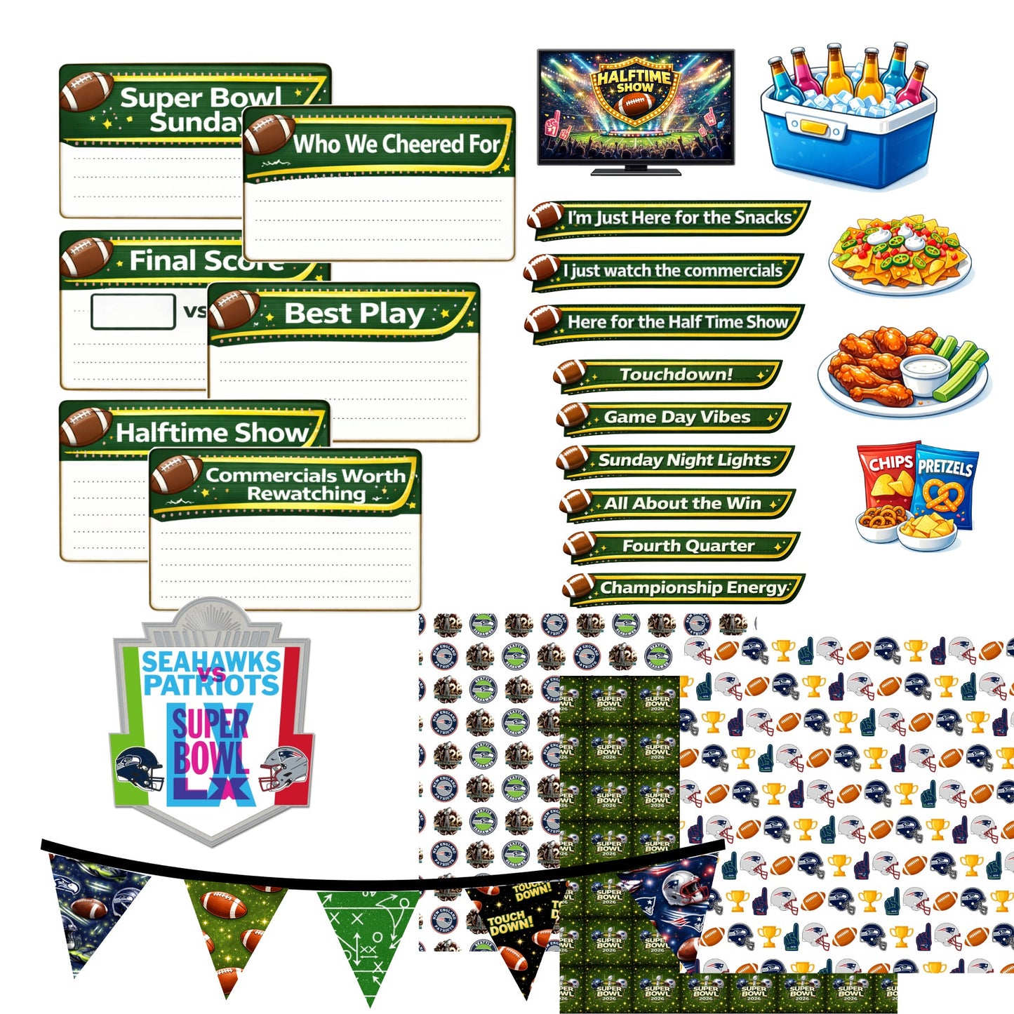 Superbowl 2026 scrapbook page kit