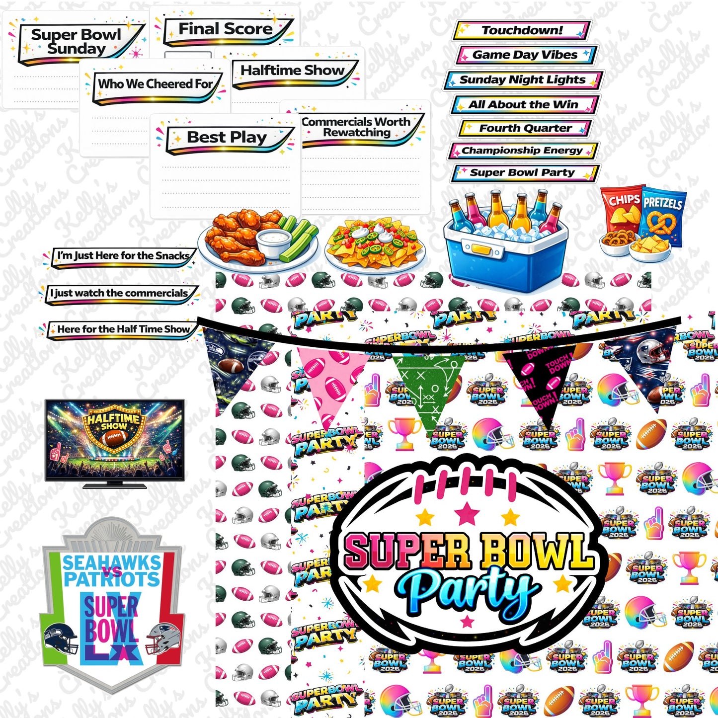 Superbowl 2026 scrapbook page kit