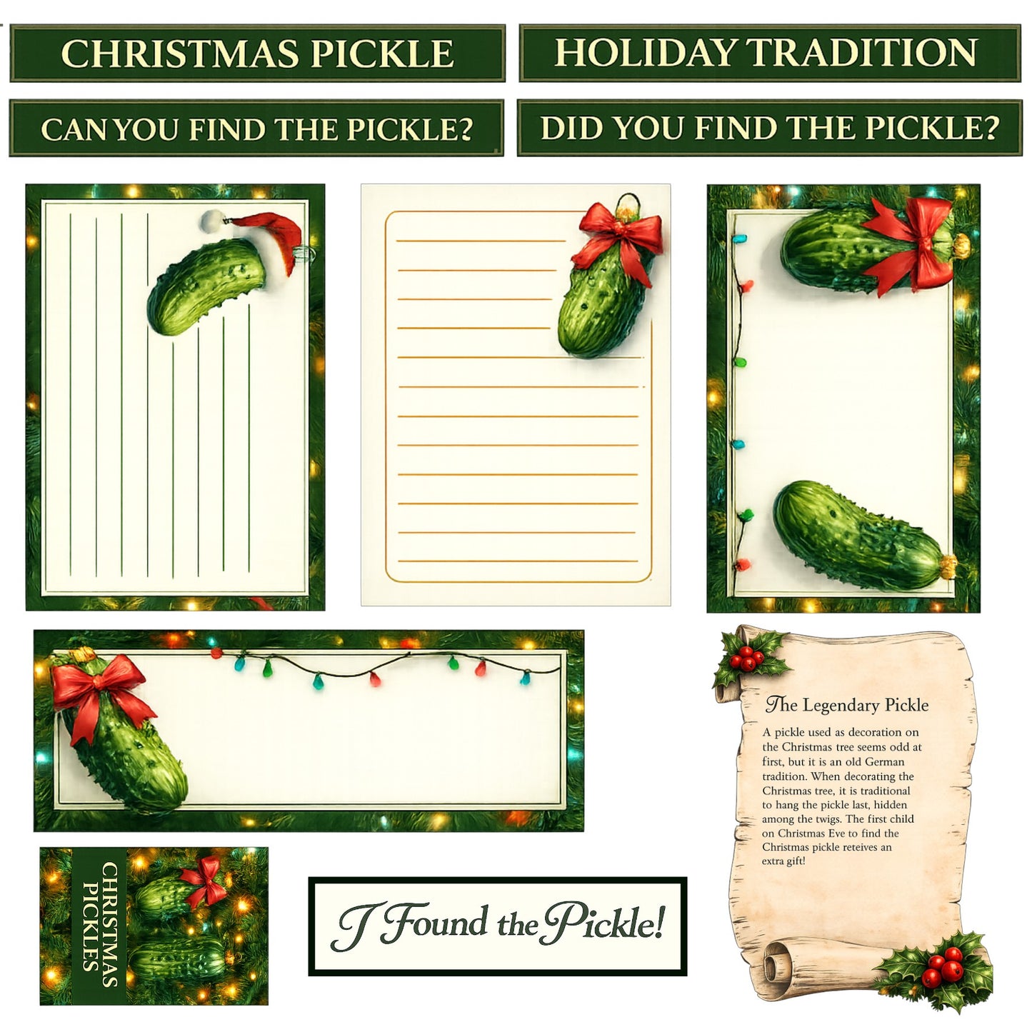 Pickle Christmas Scrapbook Paper