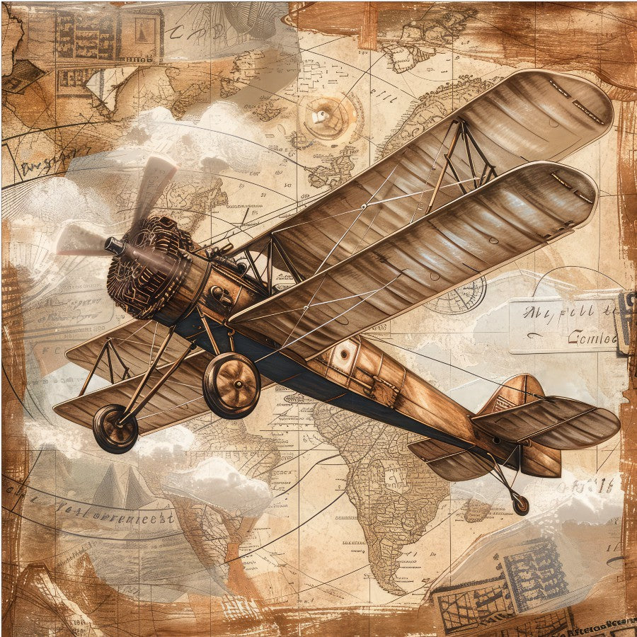Vintage Airplane Scrapbook Paper