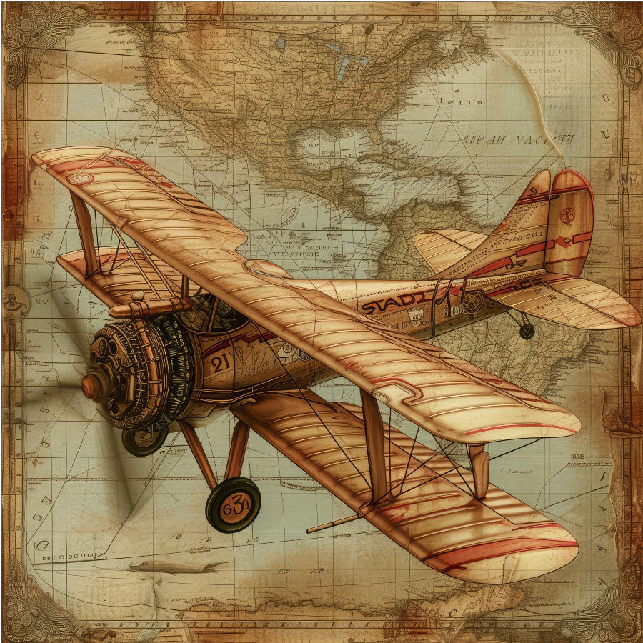 Vintage Airplane Scrapbook Paper