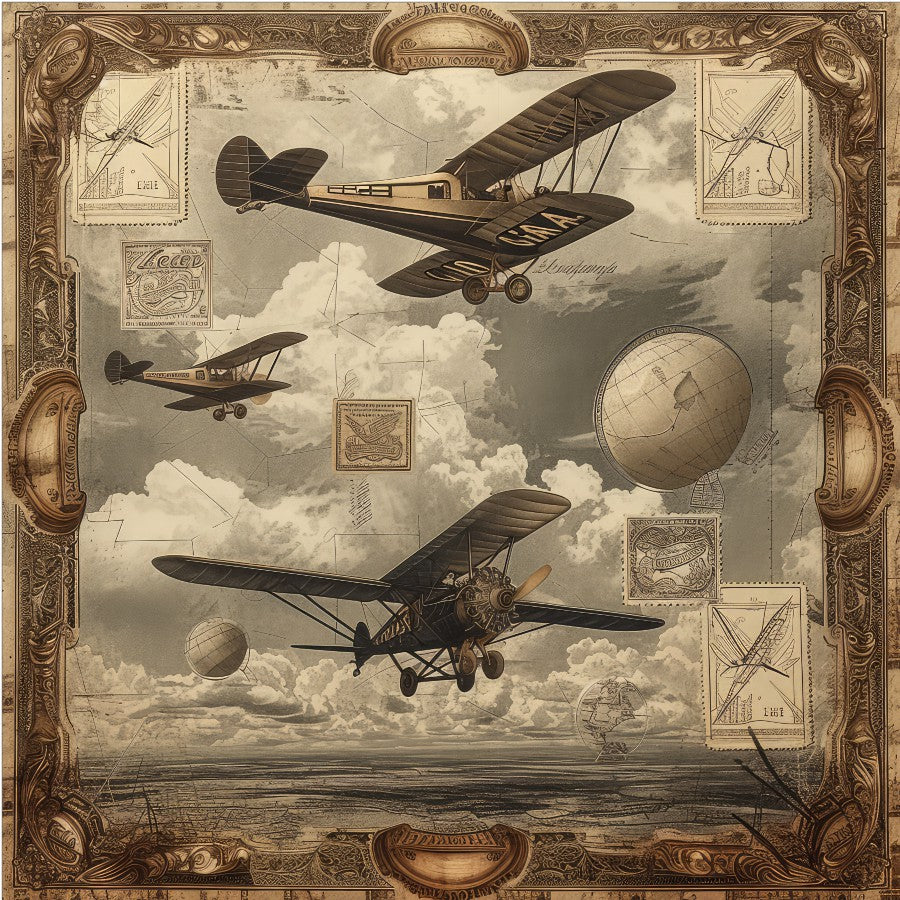 Vintage Airplane Scrapbook Paper