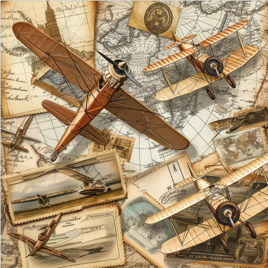 Vintage Airplane Scrapbook Paper