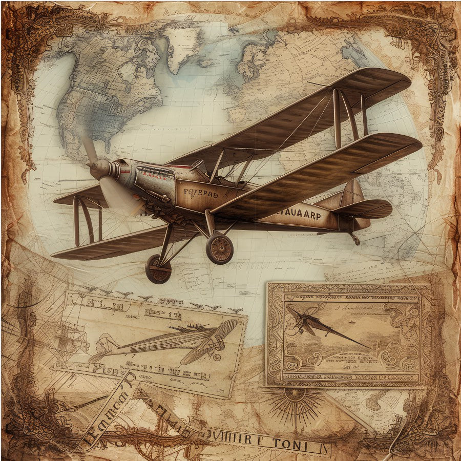 Vintage Airplane Scrapbook Paper