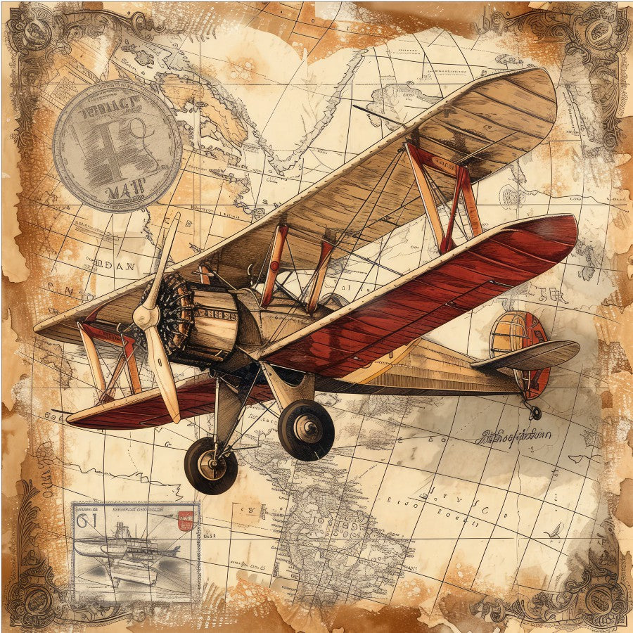 Vintage Airplane Scrapbook Paper