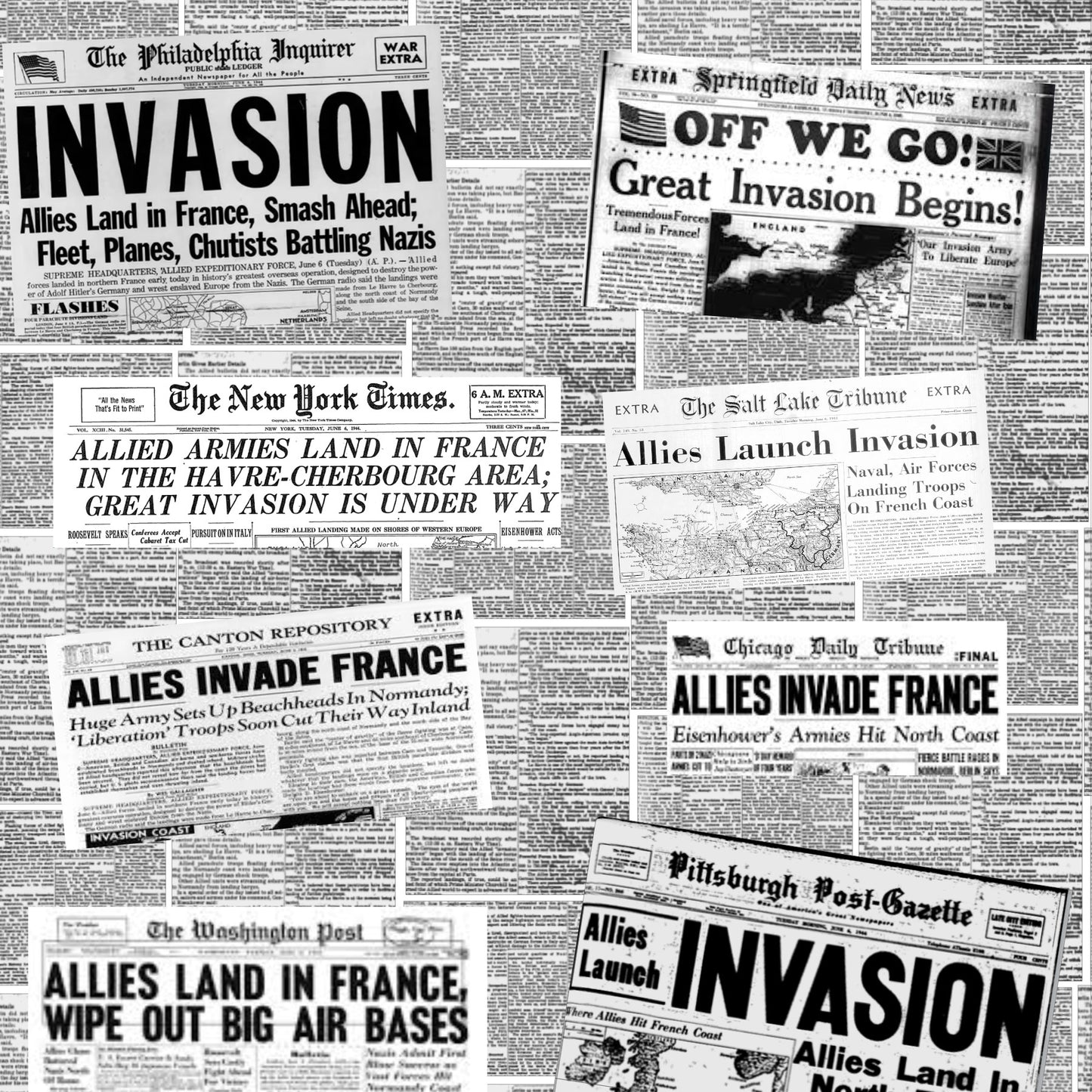 D-Day Newspaper Headlines Scrapbook Paper