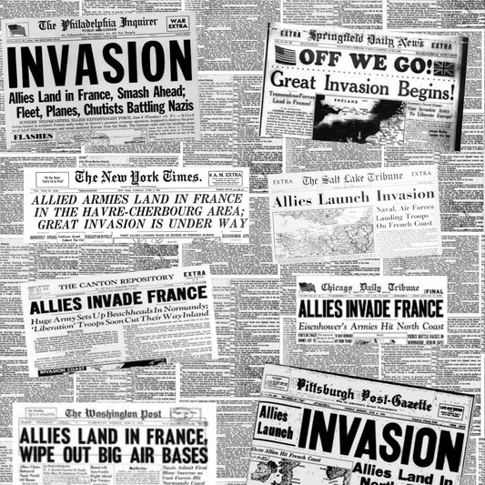 D-Day Newspaper Headlines Scrapbook Paper