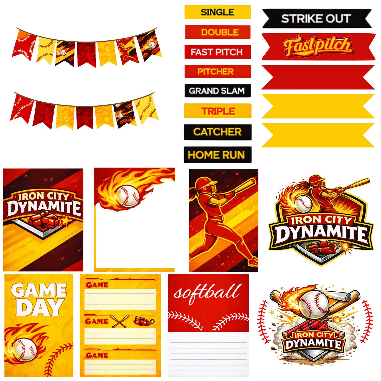 Dynamite Softball Scrapbook Paper