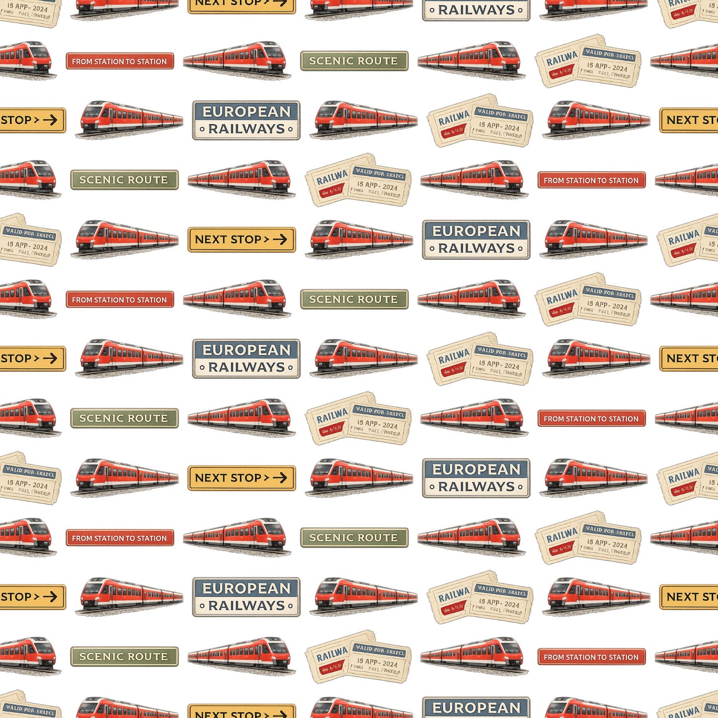 Euro Train Scrapbook Paper
