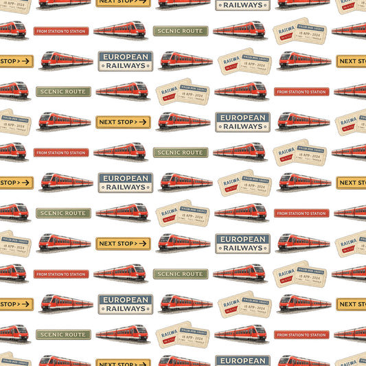 Euro Train Scrapbook Paper