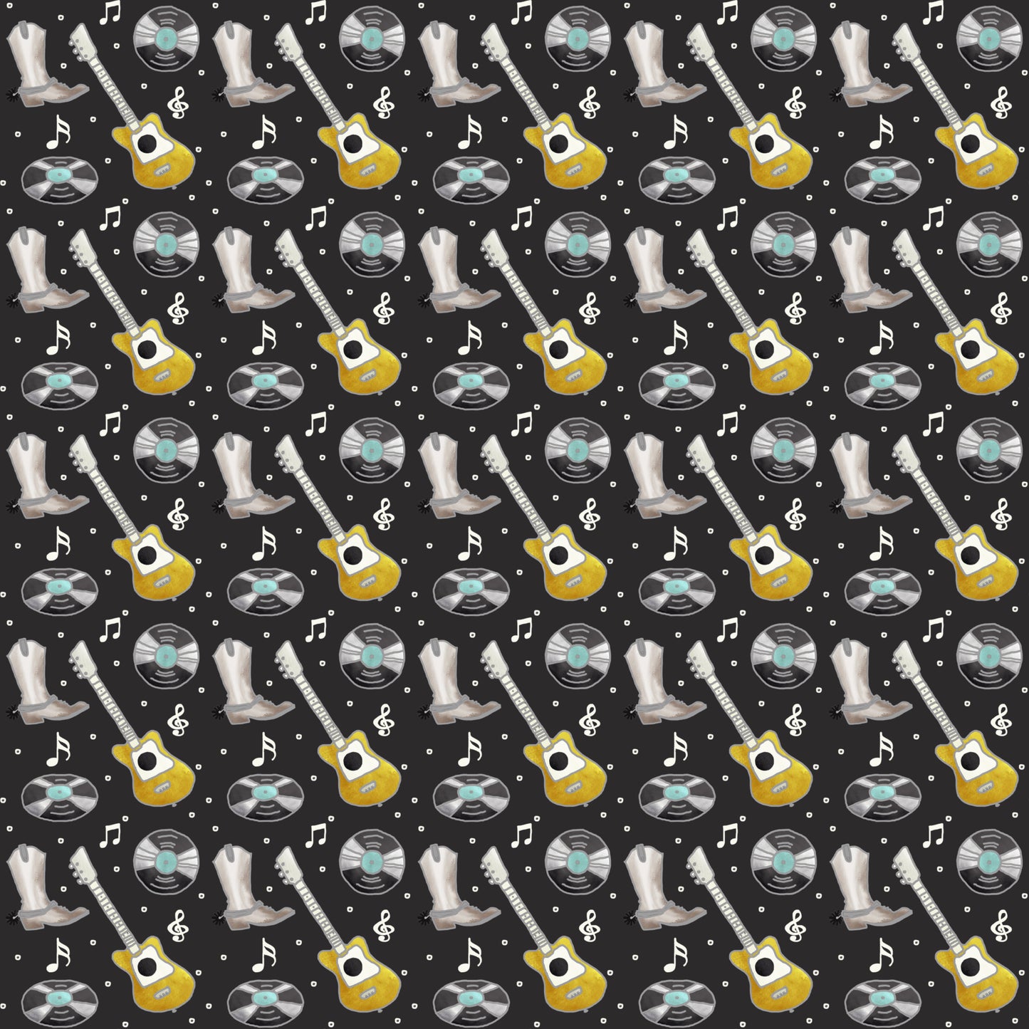 Country Music Scrapbook Paper Gray Guitars