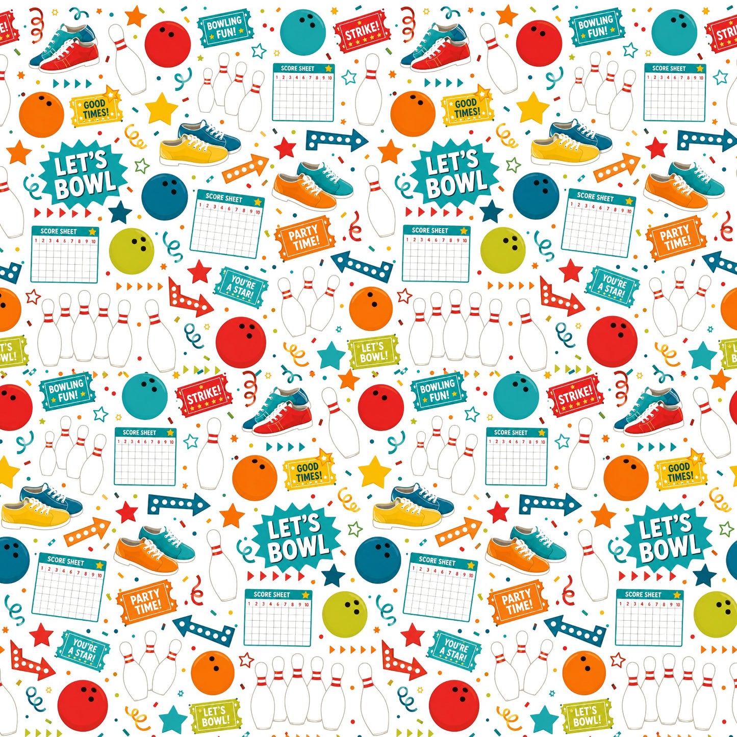 Bowling Scrapbook Paper and Embellishments