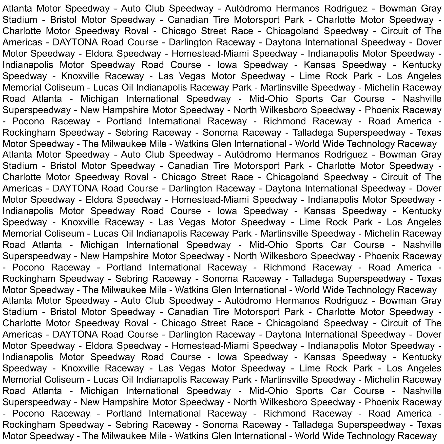 Nascar Track Names – Kelly's Creations