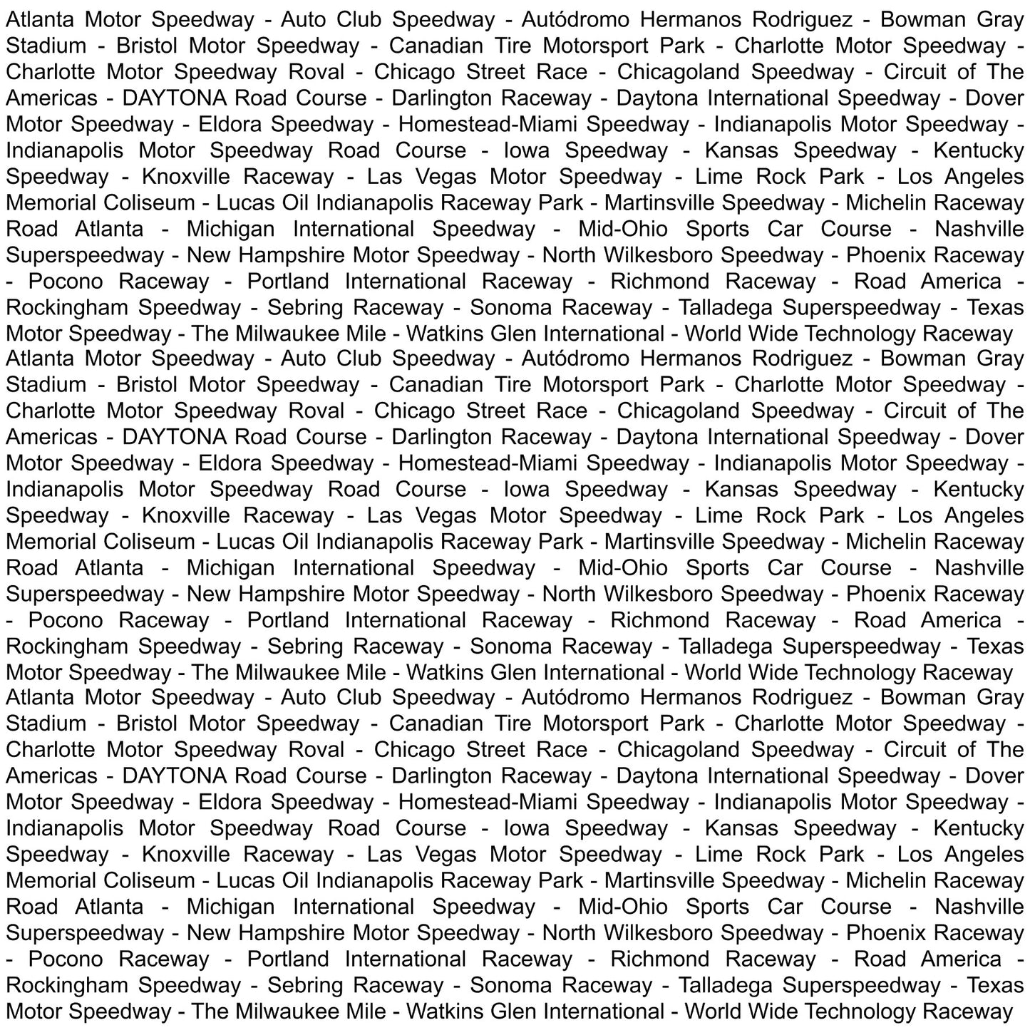 Nascar Track Names