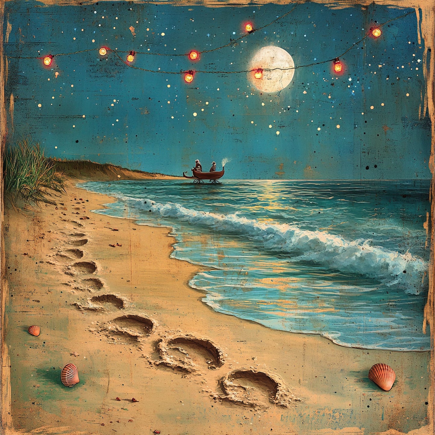 Santa on the Beach Scrapbook paper