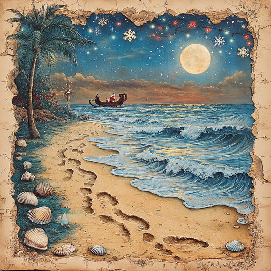 Santa on the Beach Scrapbook paper