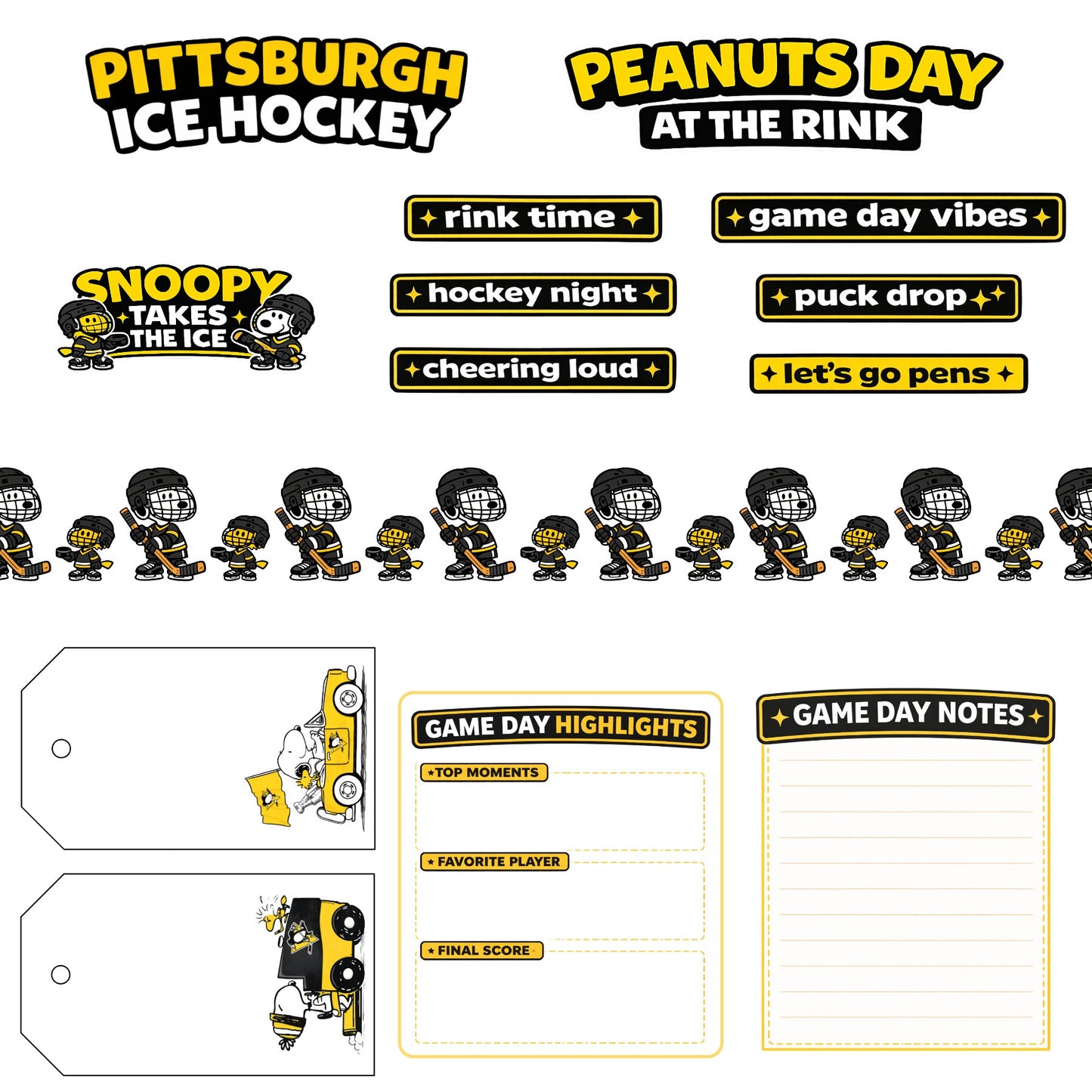Snoopy Pens Scrapbook paper