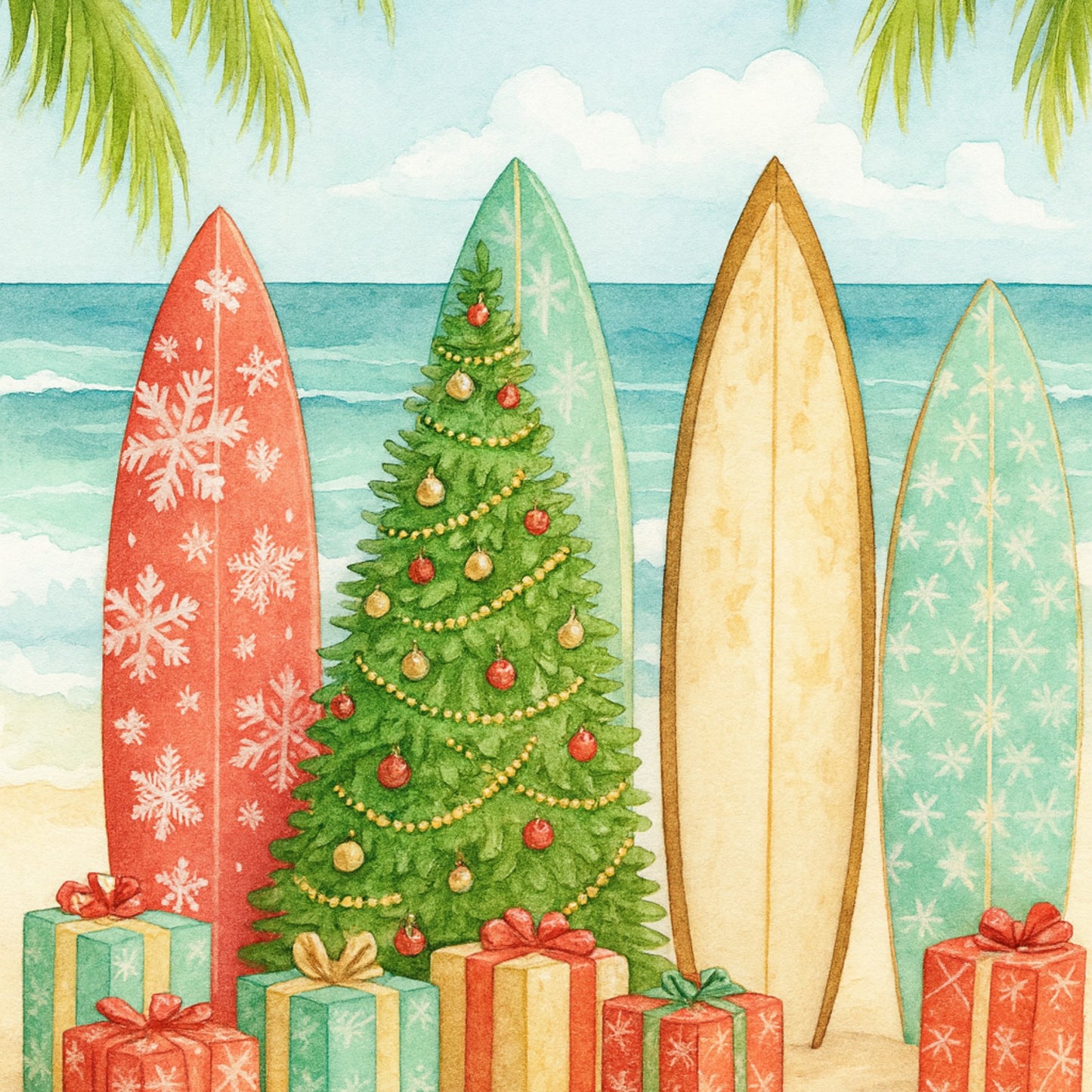 Christmas at the Beach Scrapbook Paper