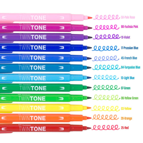 C. Tombow Twintone Marker Set 12/Pkg - Rainbow