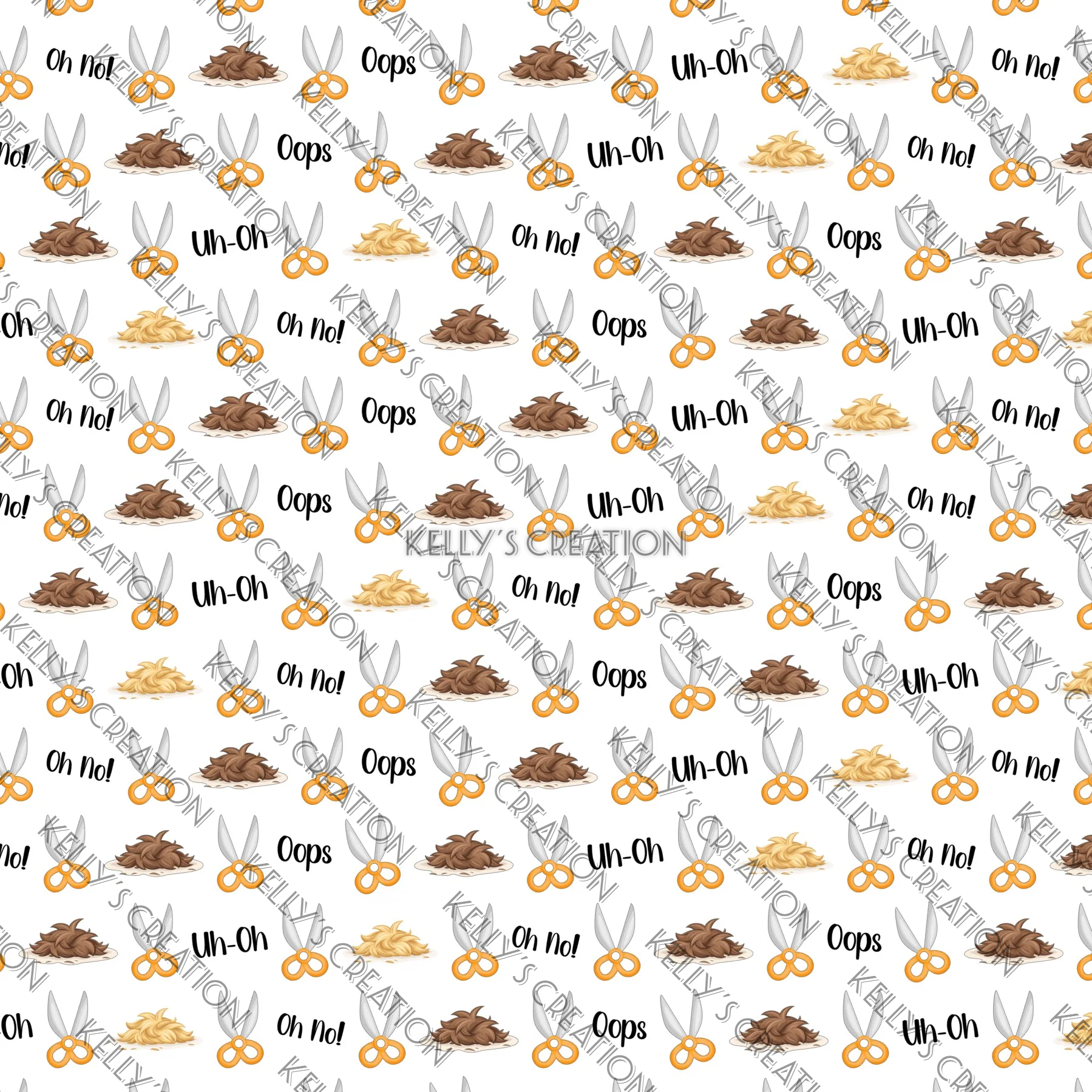 Watermarked - Hair Cut / Barber Scrapbook Paper