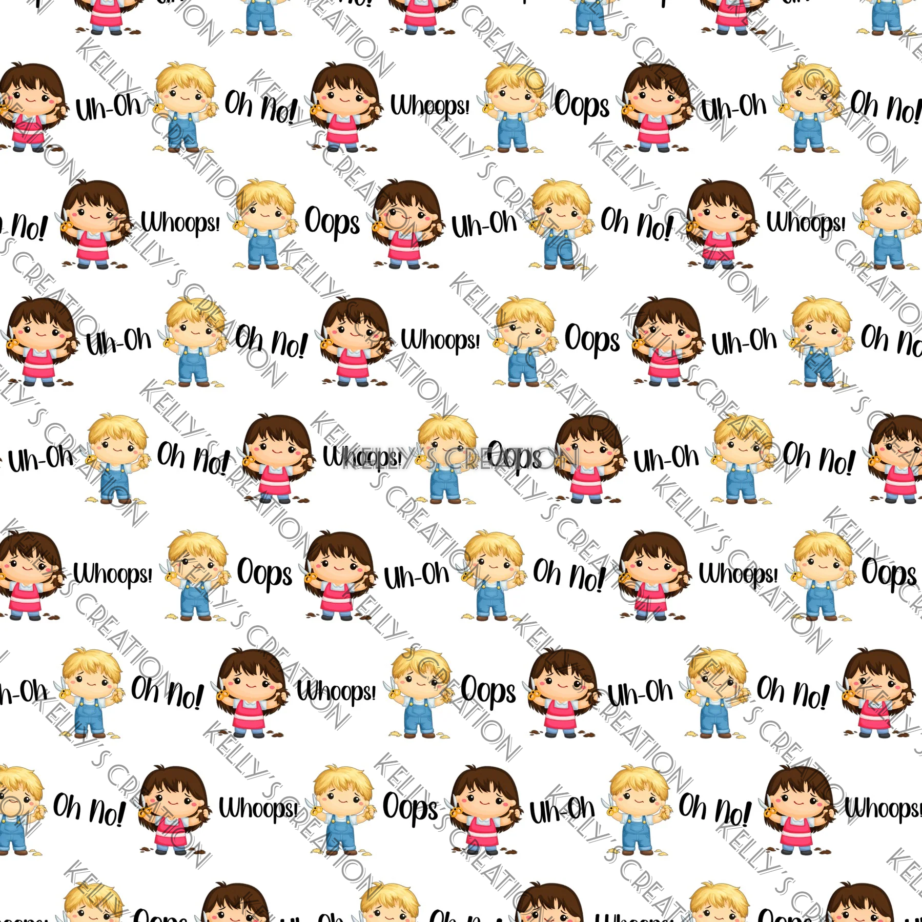 Watermarked - Hair Cut / Barber Scrapbook Paper