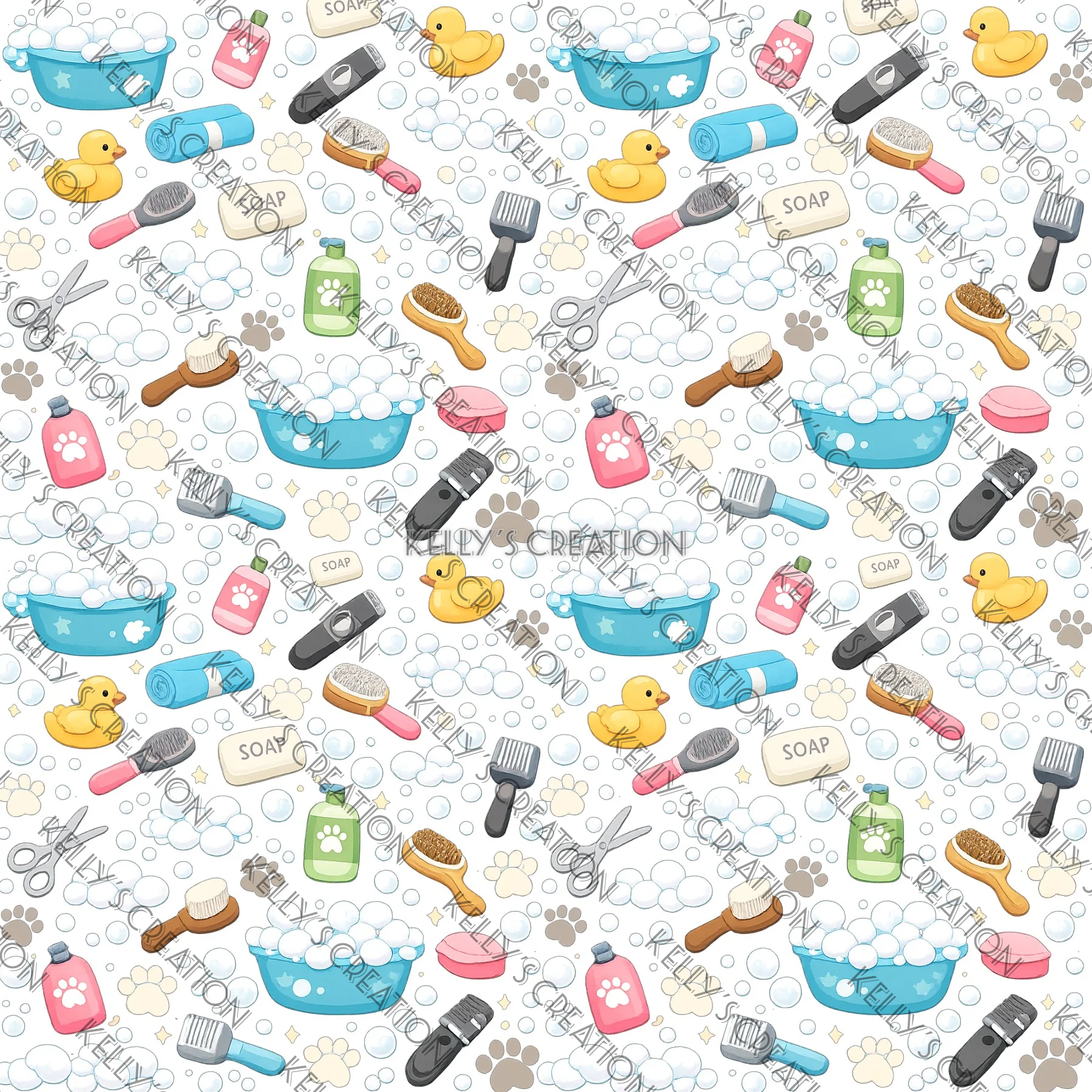 Watermarked - Pet Spa Day Scrapbook Paper