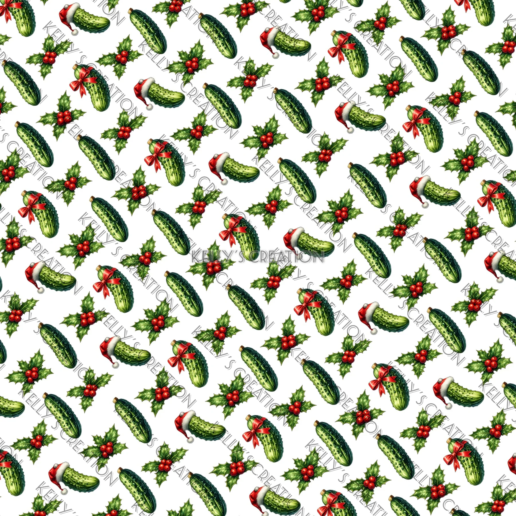 Watermarked - Pickle Christmas Scrapbook Paper