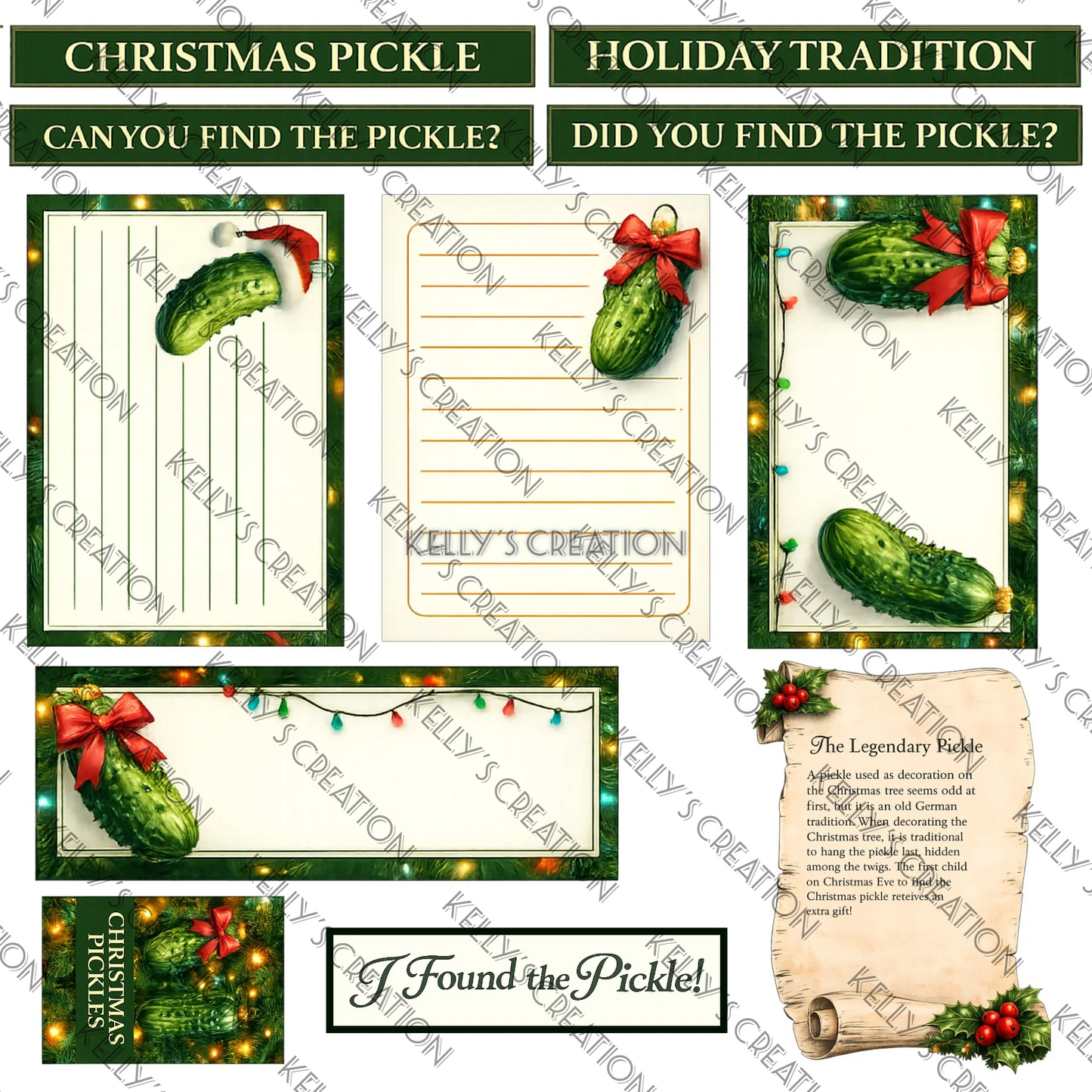 Watermarked - Pickle Christmas Scrapbook Paper