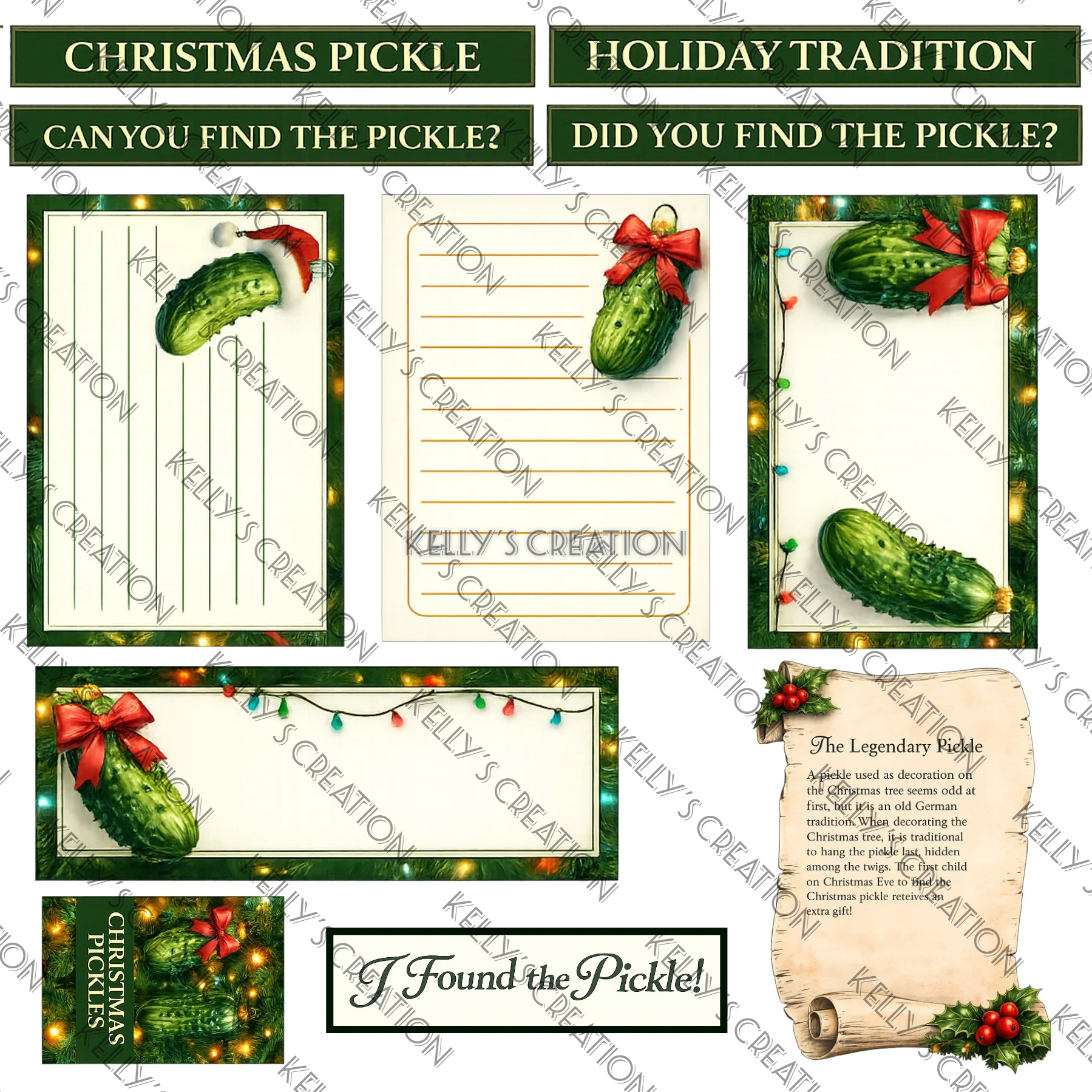 Watermarked - Pickle Christmas Scrapbook Paper