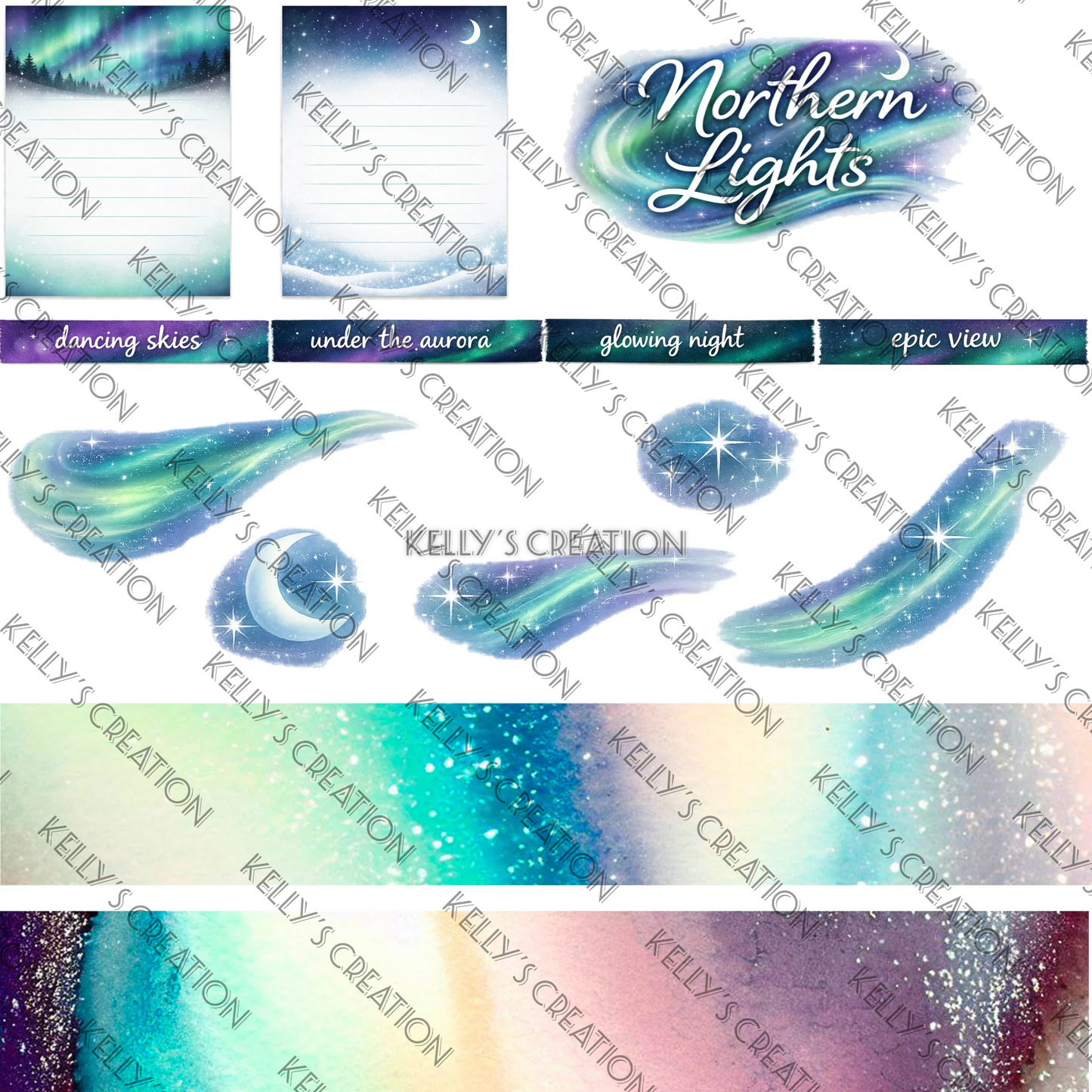 Watermarked - Northern Lights Scrapbook Paper