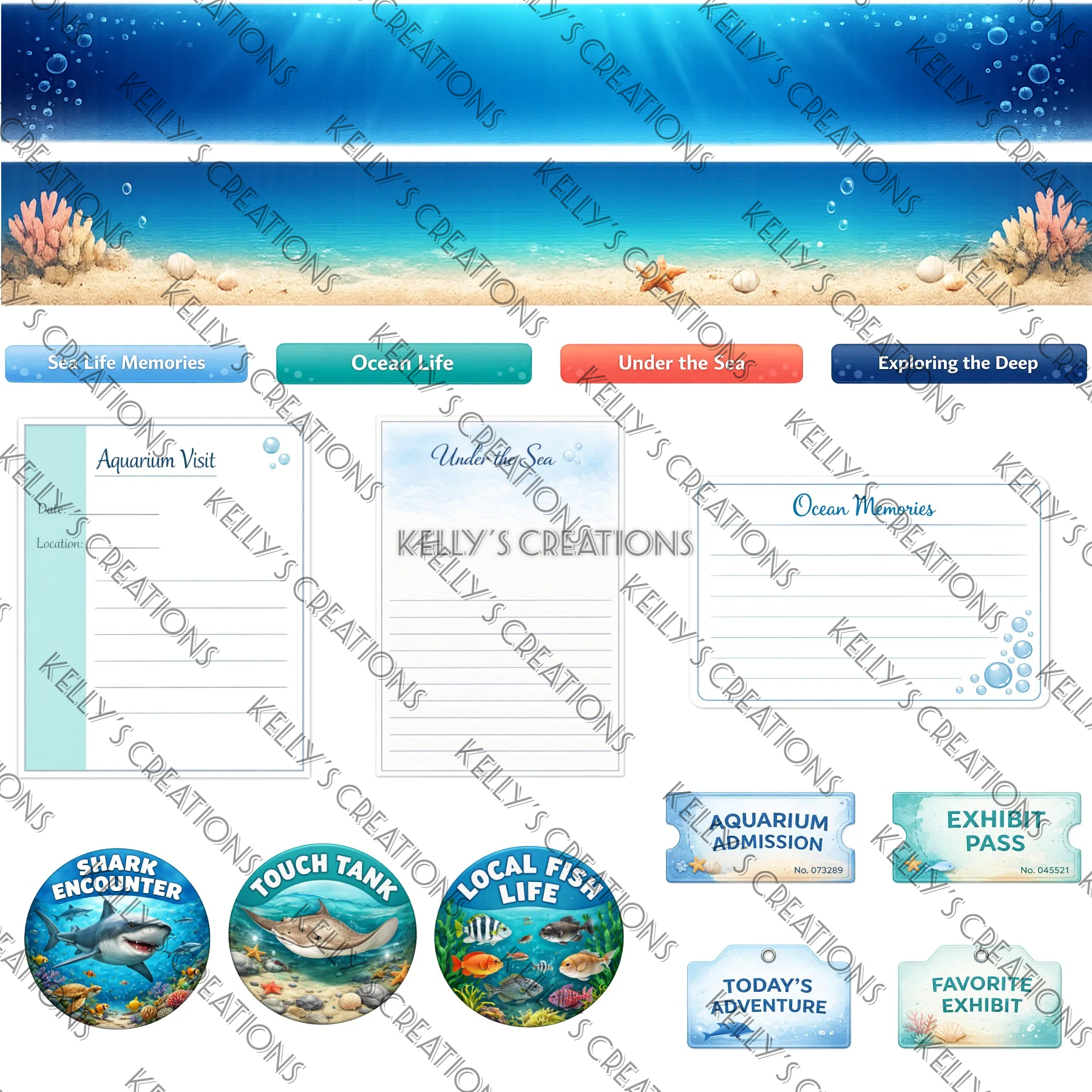 Watermarked - Aquarium Trip Scrapbook Paper
