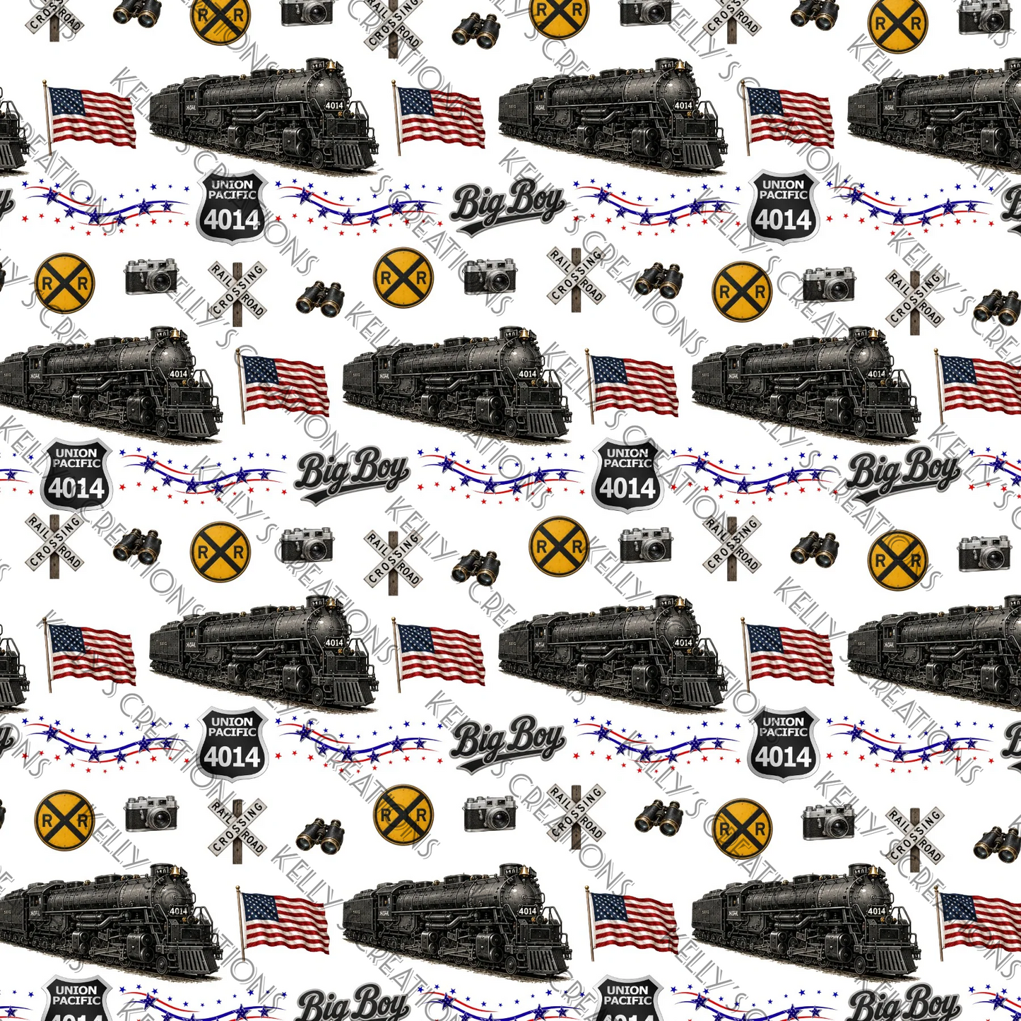 Watermarked - Big Boy Train Scrapbook Paper