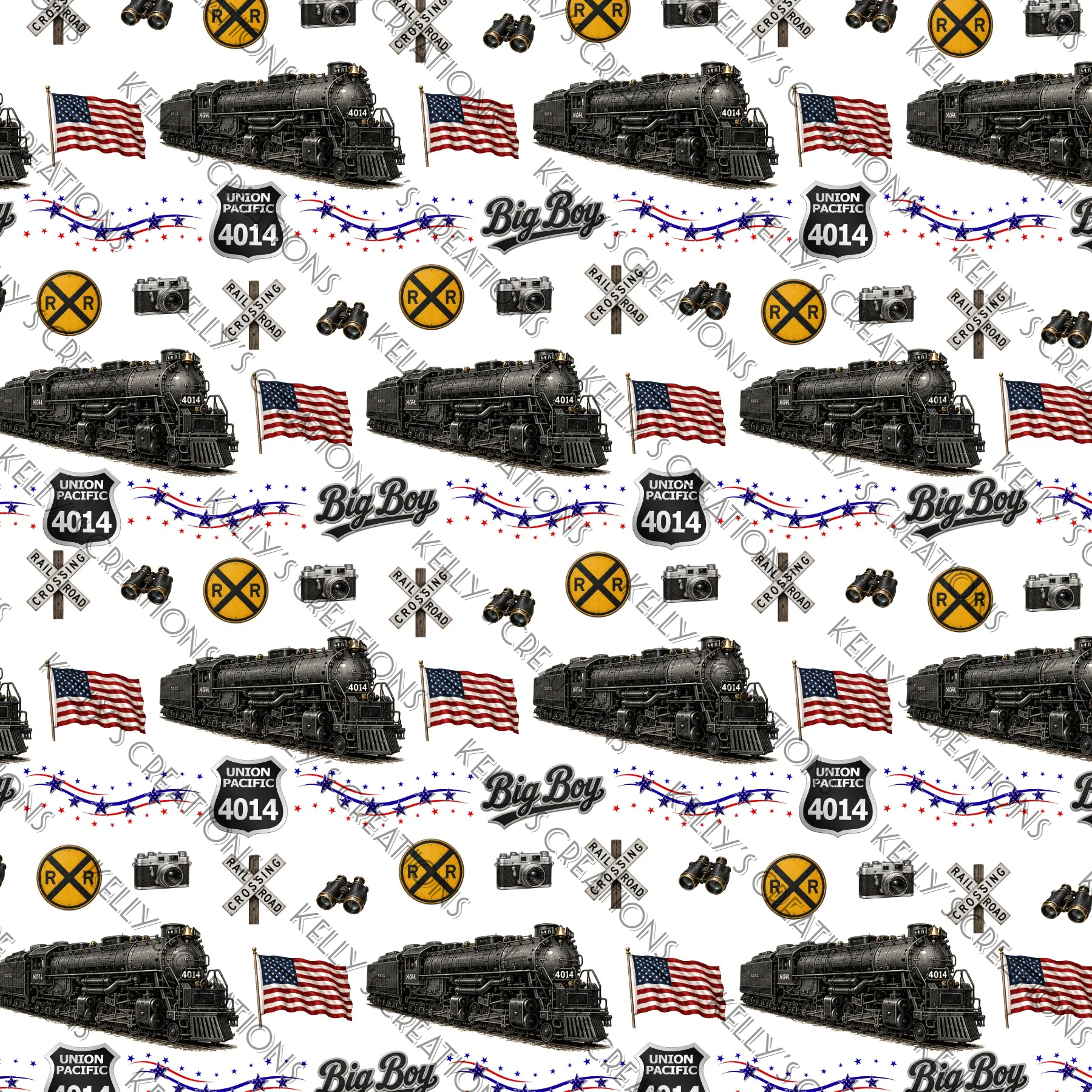 Watermarked - Big Boy Train Scrapbook Paper