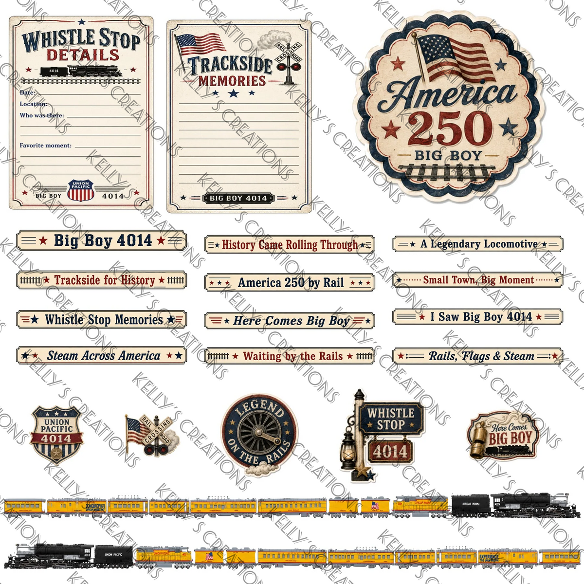 Watermarked - Big Boy Train Scrapbook Paper
