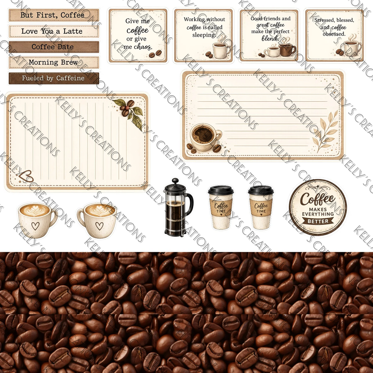 Watermarked - Coffee Scrapbook Paper