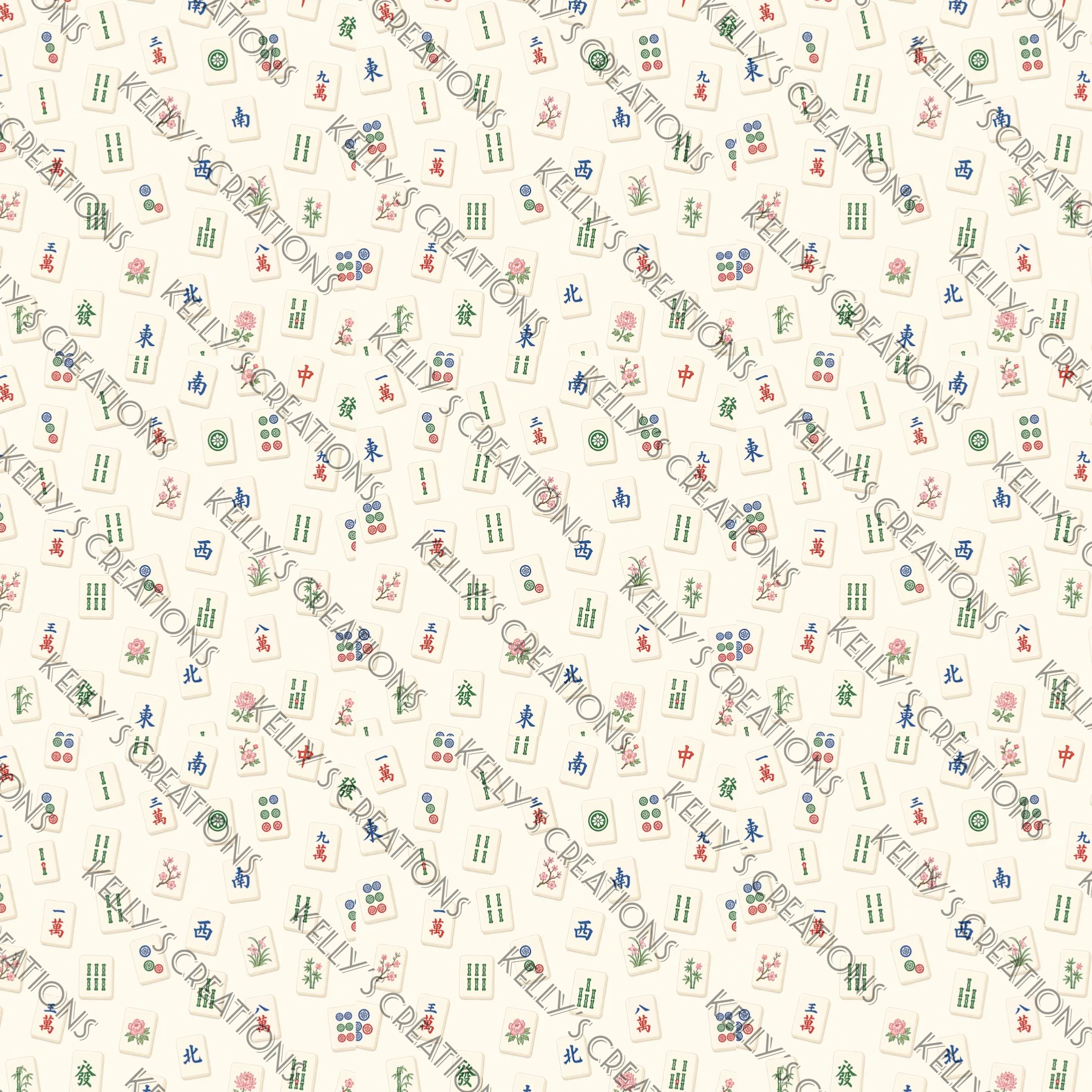 Watermarked - Mahjong Scrapbook Paper