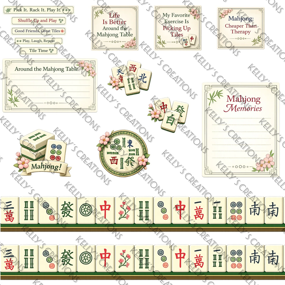 Watermarked - Mahjong Scrapbook Paper
