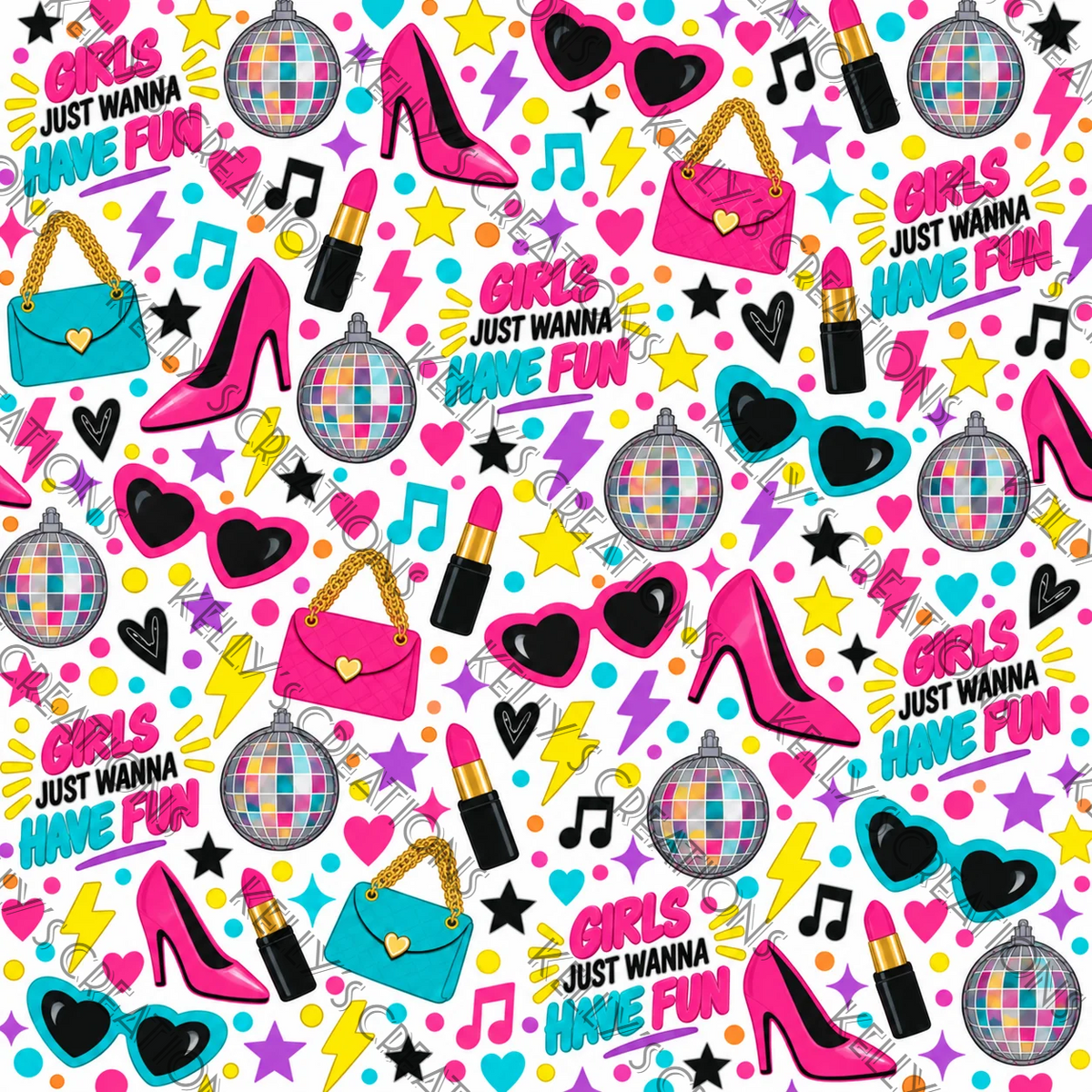 Watermarked - Girls Wanna Have Fun Scrapbook Paper