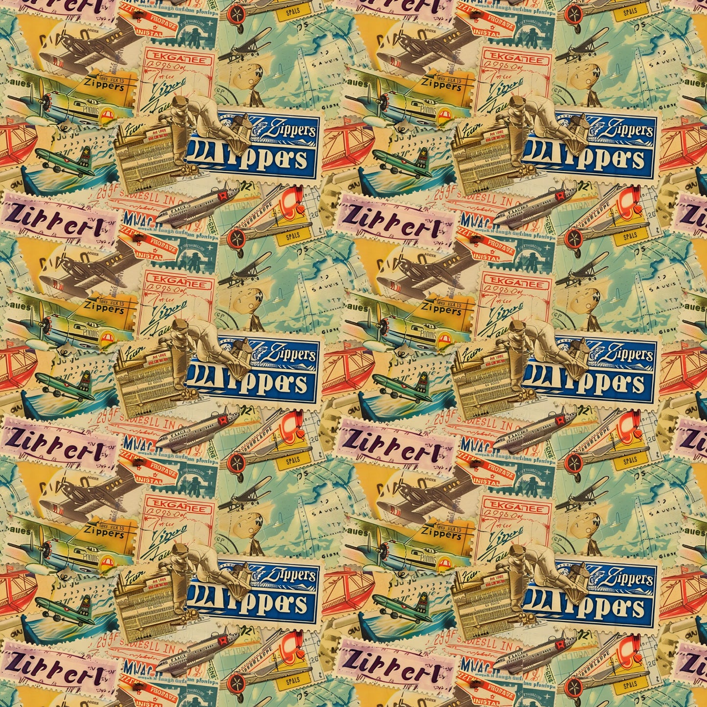 Vintage Airplane Scrapbook Paper